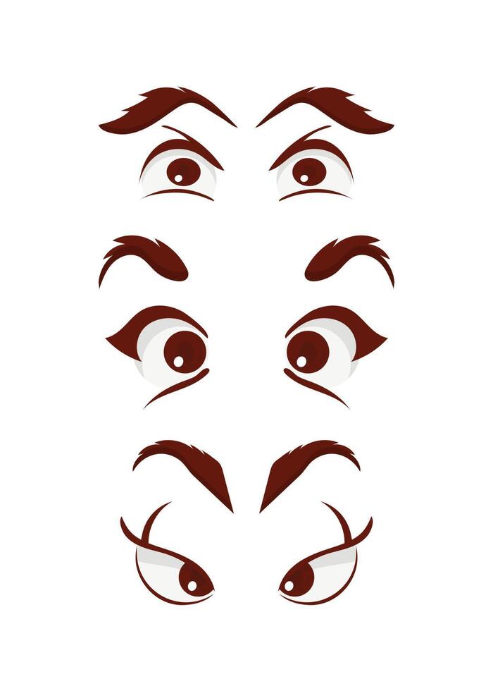 Set of eyes in flat style. Vector illustration. Isolated on white background.