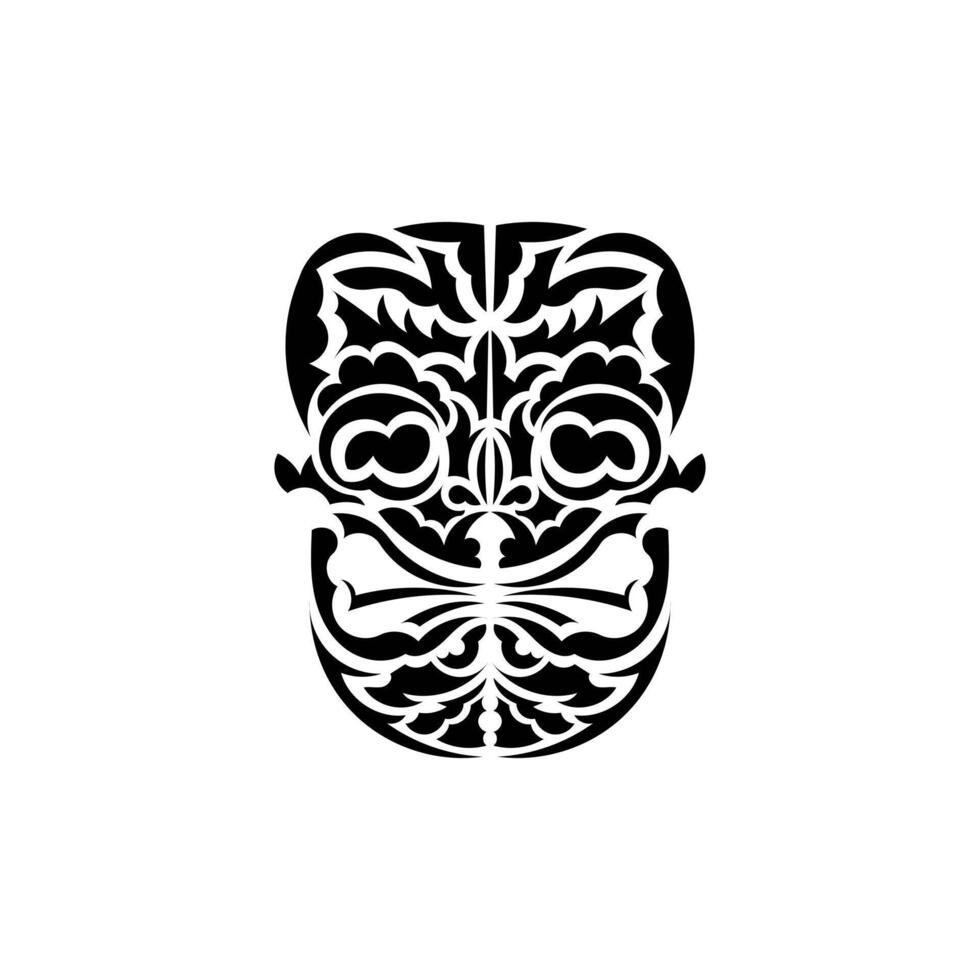 The face of a viking or orc. Traditional totem symbol. Black ornament. Vector over white background.