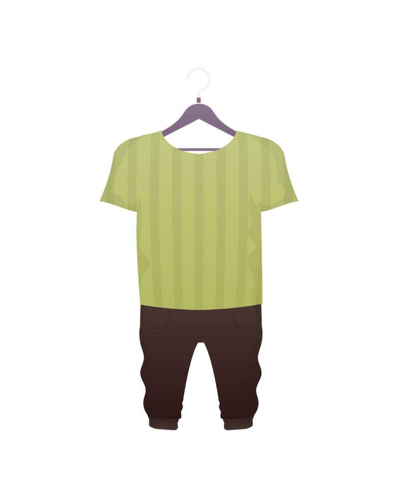 camiseta y bermudas. un conjunto de para niños ropa para un chico. aislado en blanco antecedentes. vector ilustración en dibujos animados estilo.
