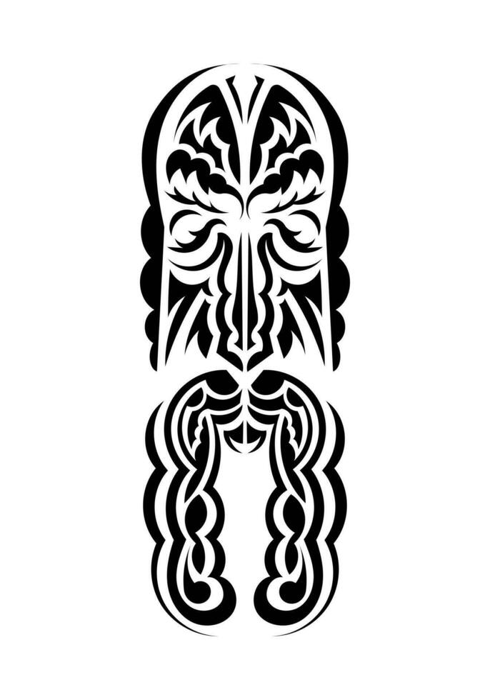 Face in the style of ancient tribes. Tattoo patterns. Isolated. Vetcor. vector