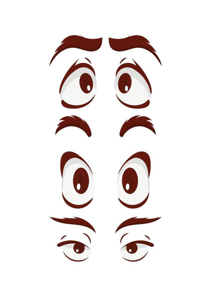 Set of eyes in flat style. Vector illustration. Isolated on white background.