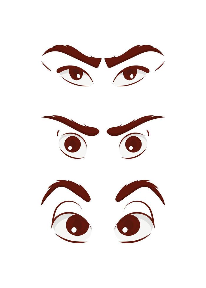 Set of eyes in flat style. Vector illustration. Isolated on white background.