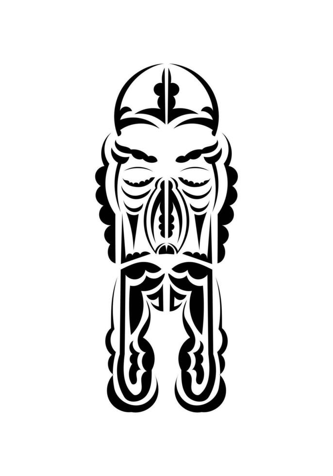 Maori style face. Black tattoo patterns. Isolated on white background. Vetcor. vector