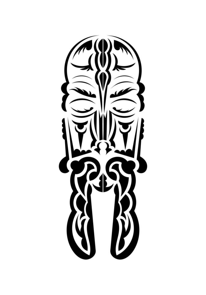 Polynesian style face. Tattoo patterns. Isolated on white background. Vector illustration.