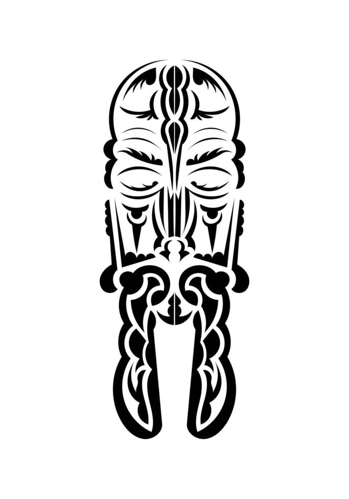 Polynesian style face. Tattoo patterns. Isolated on white background. Vector illustration.