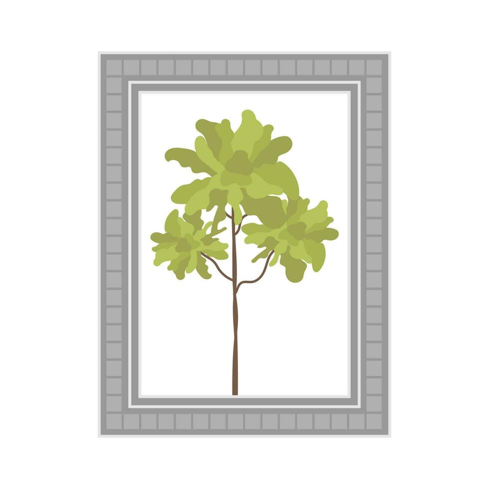 gris foto marco con un verde planta. aislado. plano estilo. vector