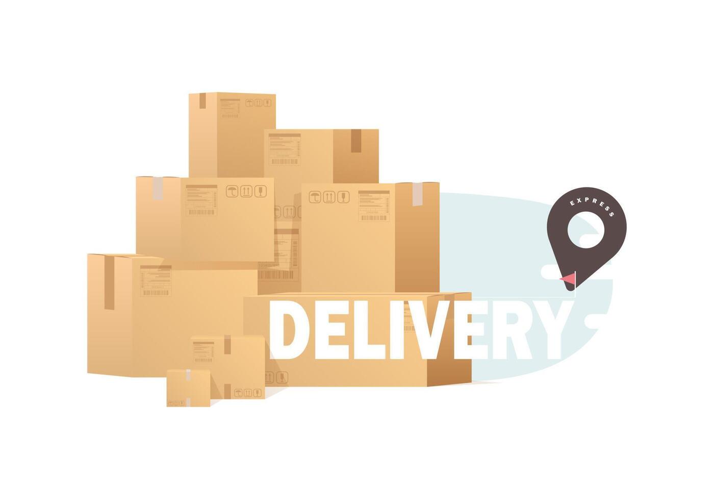 Lots of boxes. The concept of moving and delivery. Vector illustration.