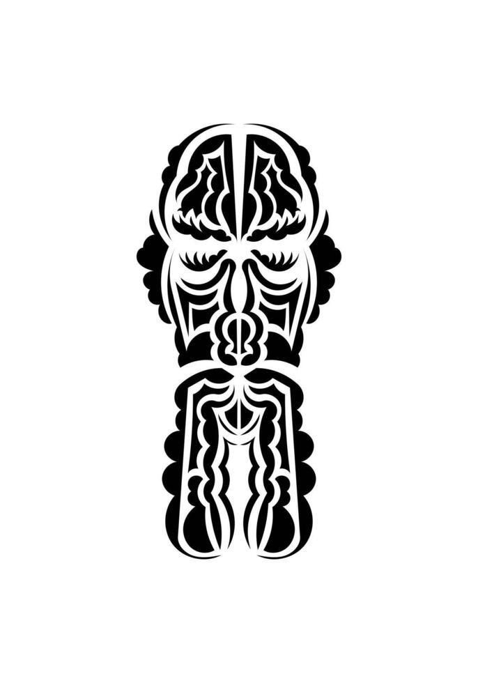 Polynesian style face. Black tattoo patterns. Isolated on white background. Vetcor. vector
