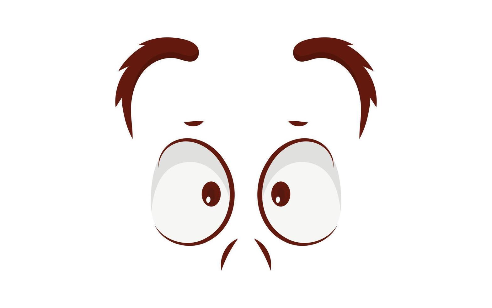 Close up scared face with beautiful eyes and big pretty eyelashes and eyebrows. Vector illustration