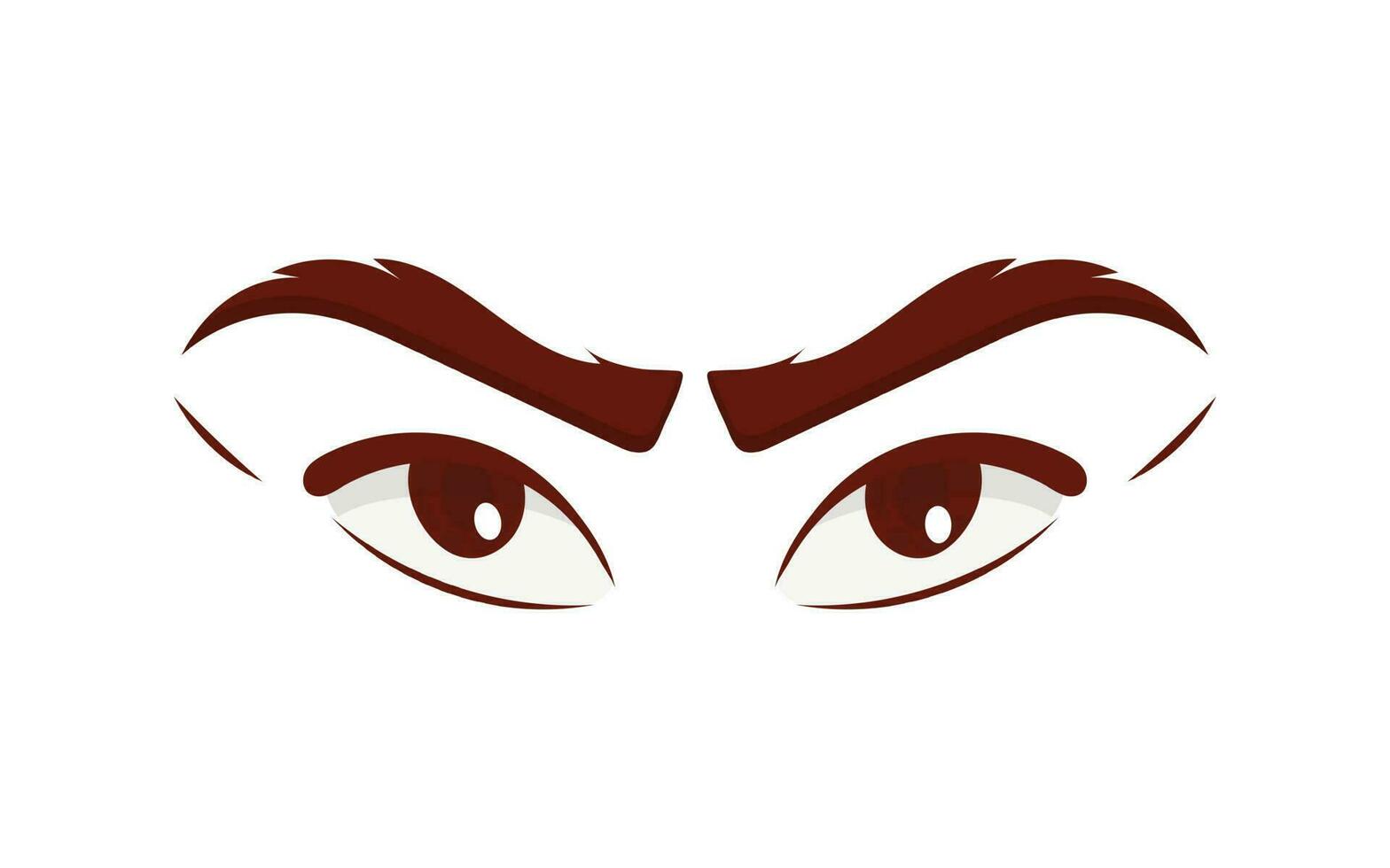 Cartoon woman eyes and eyebrows with lashes. Isolated vector