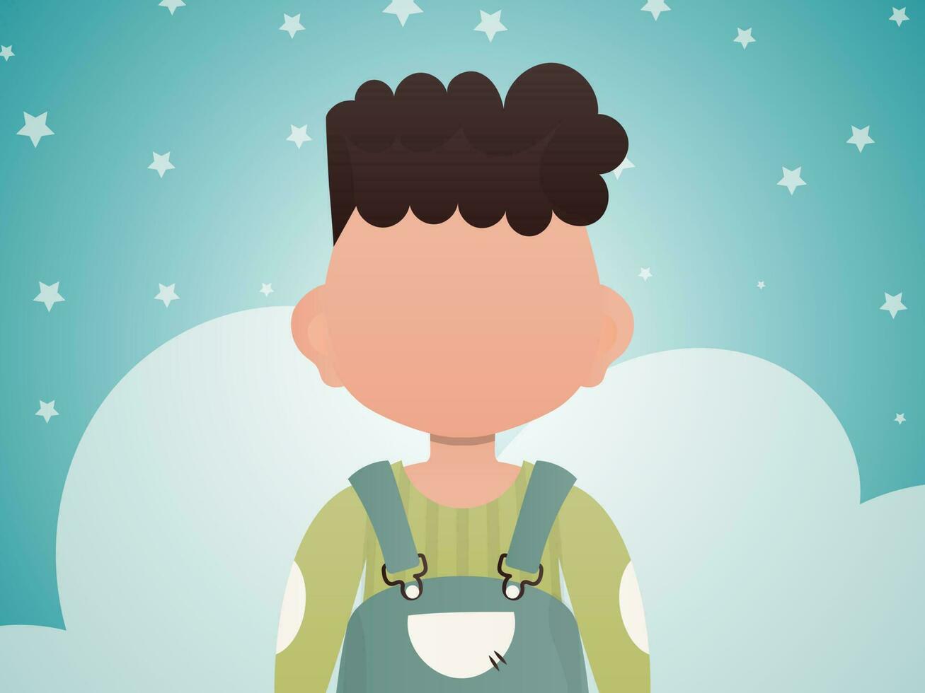 Portrait of a cute little baby boy. Poster with a child. Vector illustration in cartoon style.