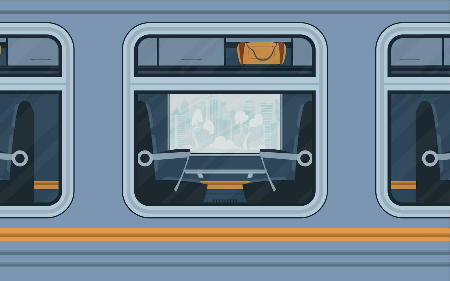 Windows Train. Electricity outside. Cartoon style. Flat style. vector