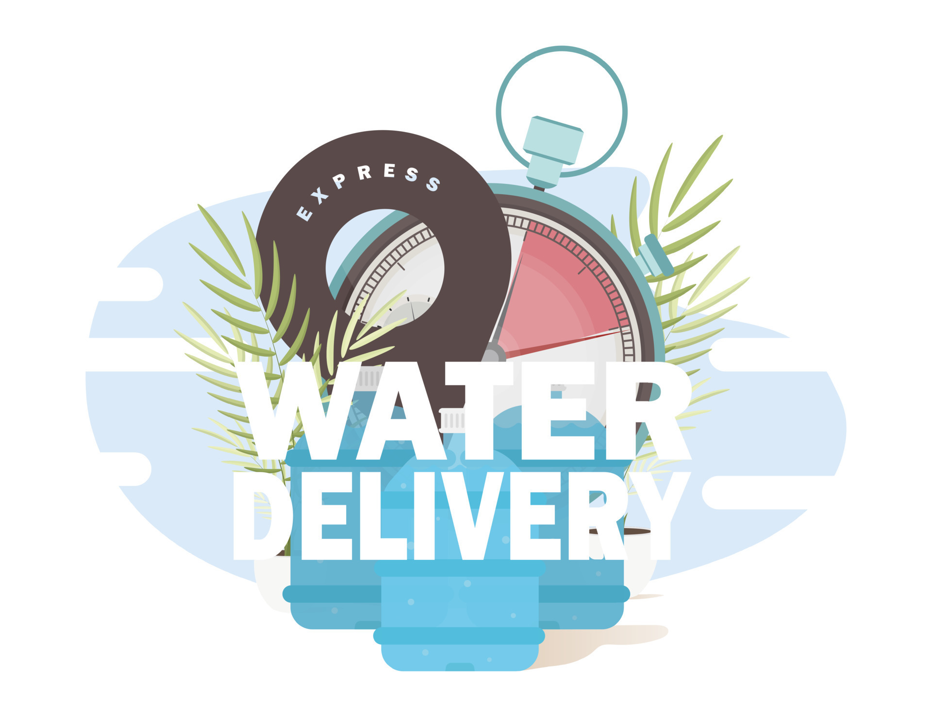 Water delivery logo. The concept of home delivery of drinking water