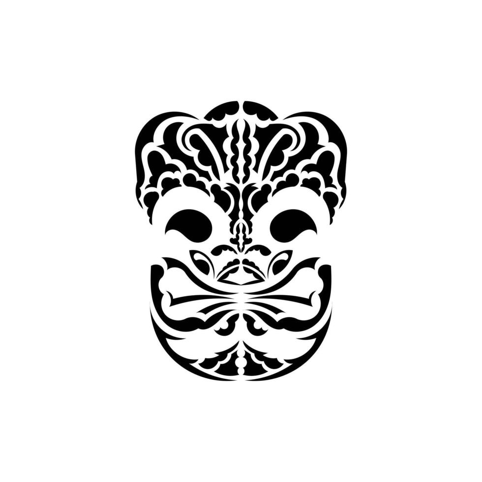 Tribal mask. Black tattoo in the style of the ancient tribes. Black ornament. Vector over white background.