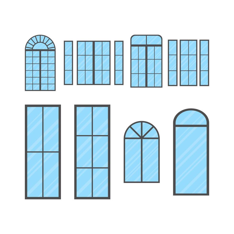 Windows set. Isolated. Cartoon style. vector