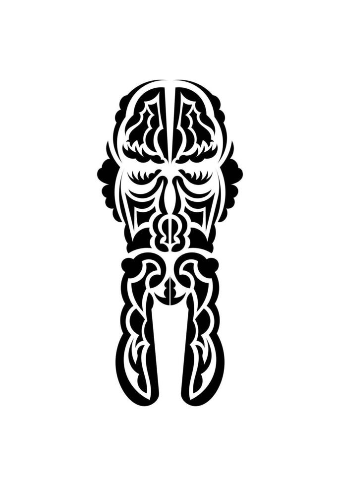 Face in traditional tribal style. Tattoo patterns. Flat style. Vetcor. vector