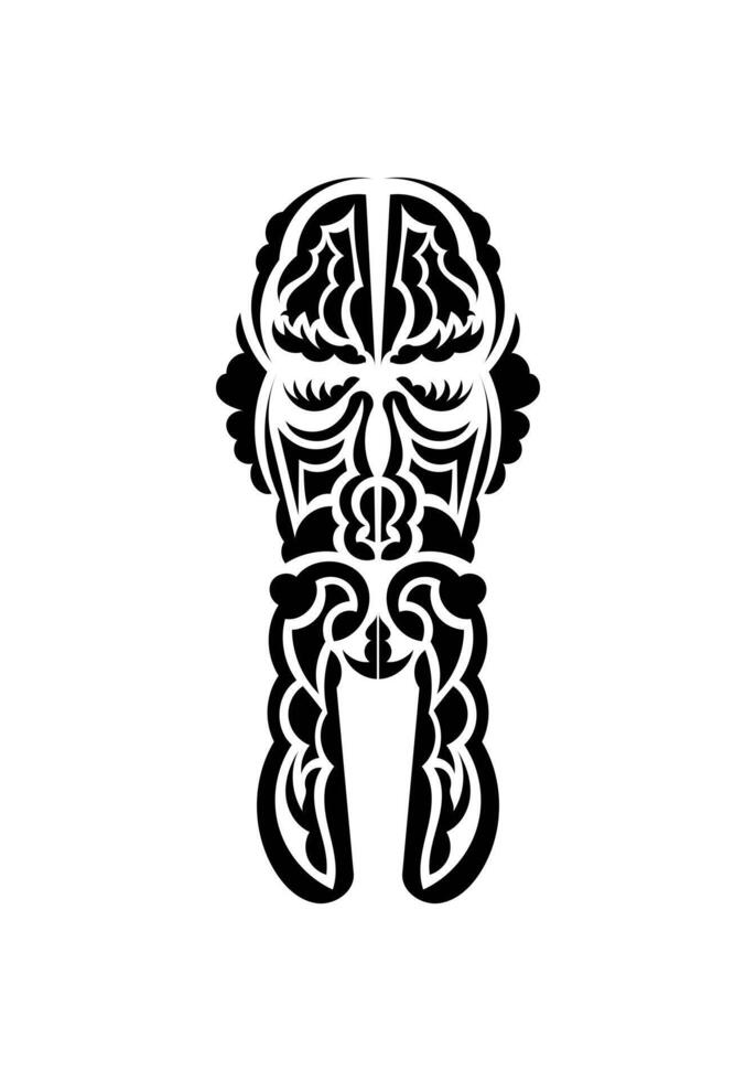 Face in traditional tribal style. Tattoo patterns. Flat style. Vetcor. vector