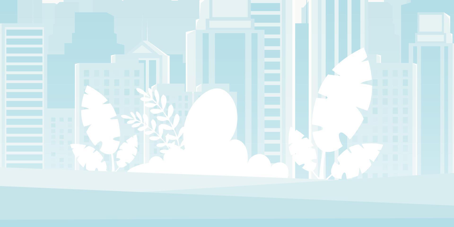 illustration design of modern city. Blue tone building and clounds. Cityscape background vector
