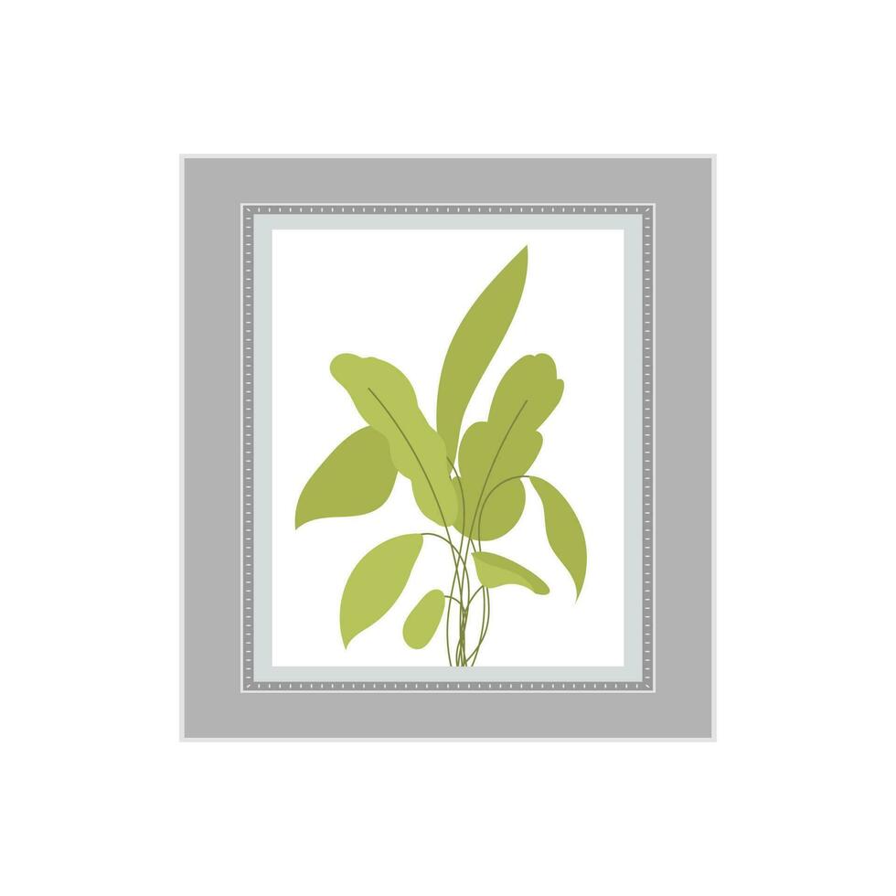 Painting depicting a non-flowering plant. Isolated. Flat style. vector