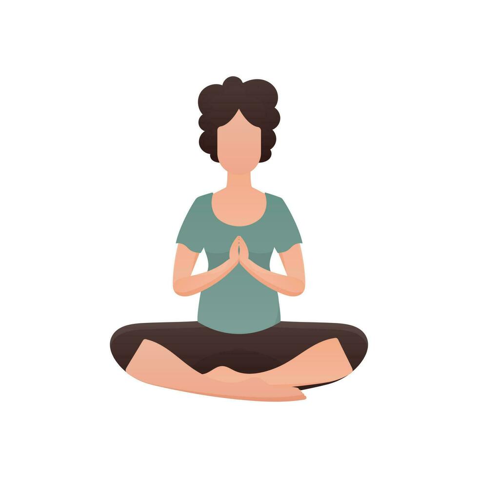 Woman doing yoga. Isolated. Vector illustration.