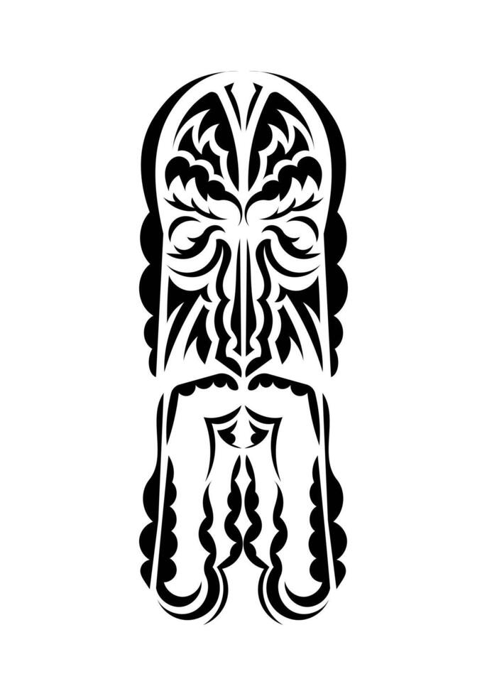Mask in traditional tribal style. Tattoo patterns. Isolated. Vector illustration.