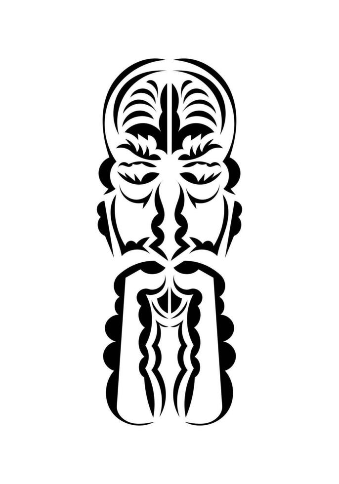 Polynesian style face. Ready tattoo template. Flat style. Vector illustration.