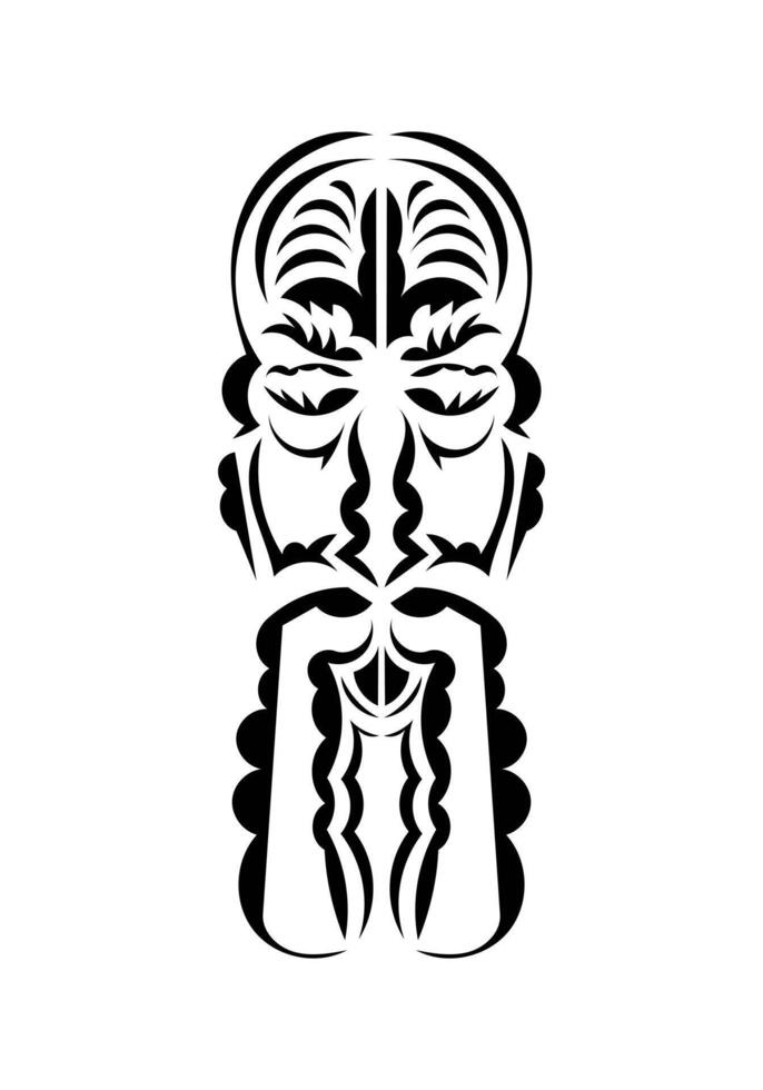 Polynesian style face. Ready tattoo template. Flat style. Vector illustration.