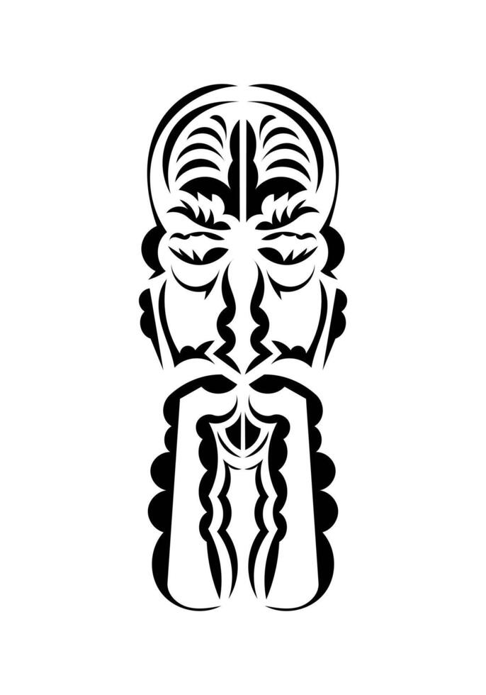 Polynesian style face. Ready tattoo template. Flat style. Vector illustration.