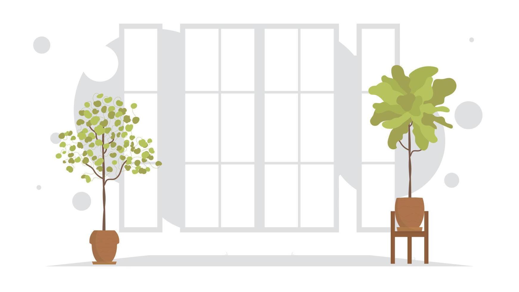 Room with houseplant. Interior. Flat style. vector