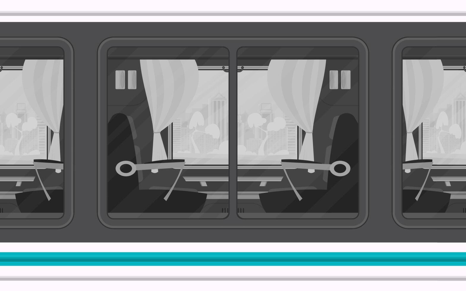 ventanas tren. carril transporte es mostrado afuera. dibujos animados estilo. plano estilo. vector