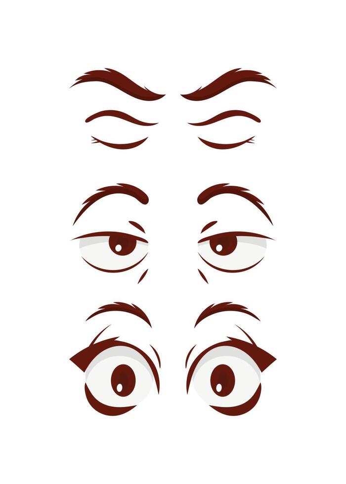 Set of eyes in flat style. Isolated on white background. Vector illustration.