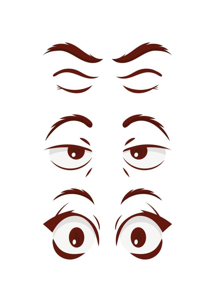 Set of eyes in flat style. Isolated on white background. Vector illustration.