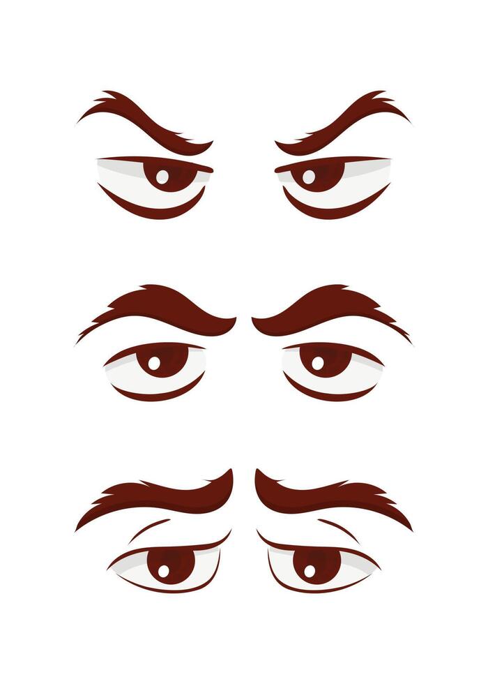 Set of eyes in flat style. Vector illustration. Isolated on white background.