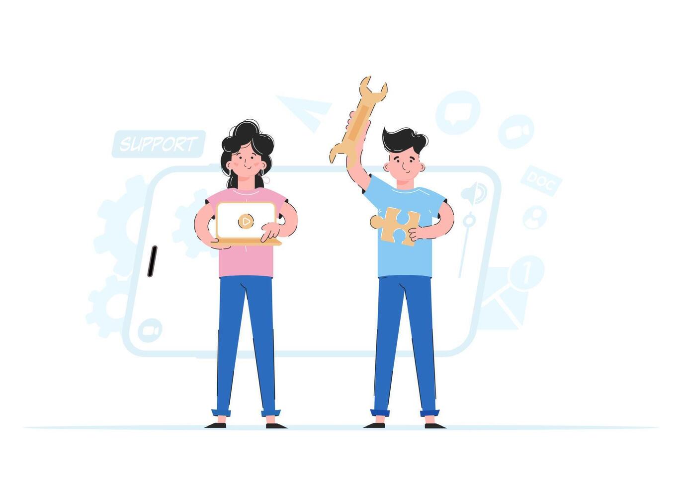 Online support concept. Good for websites, apps and presentations. vector