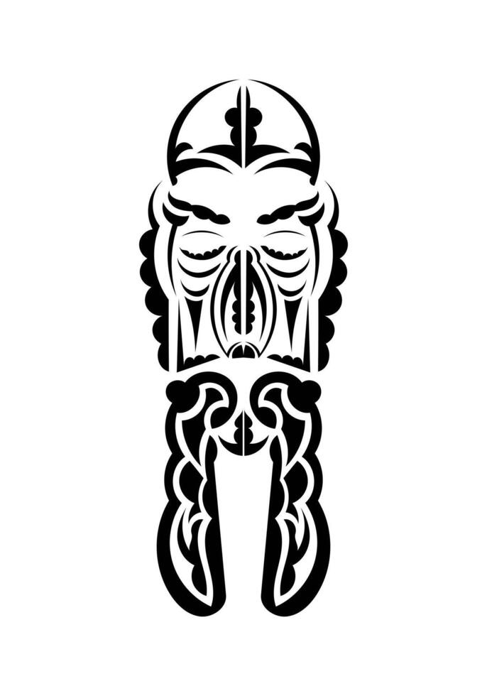Polynesian style face. Tattoo patterns. Flat style. Vector illustration.