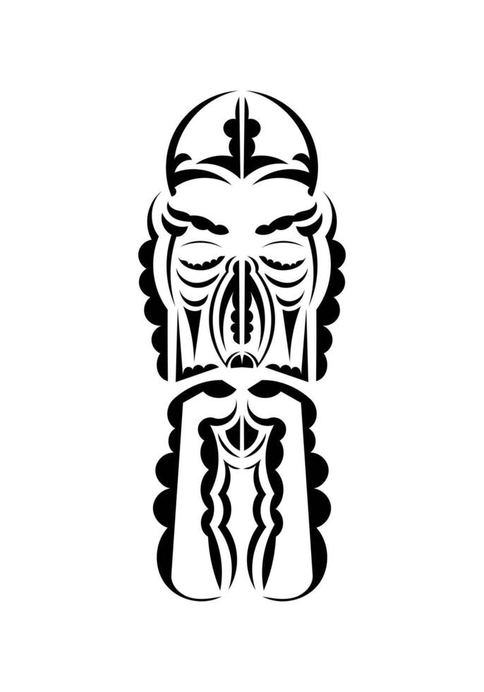 Face in the style of ancient tribes. Ready tattoo template. Isolated. Vector illustration.