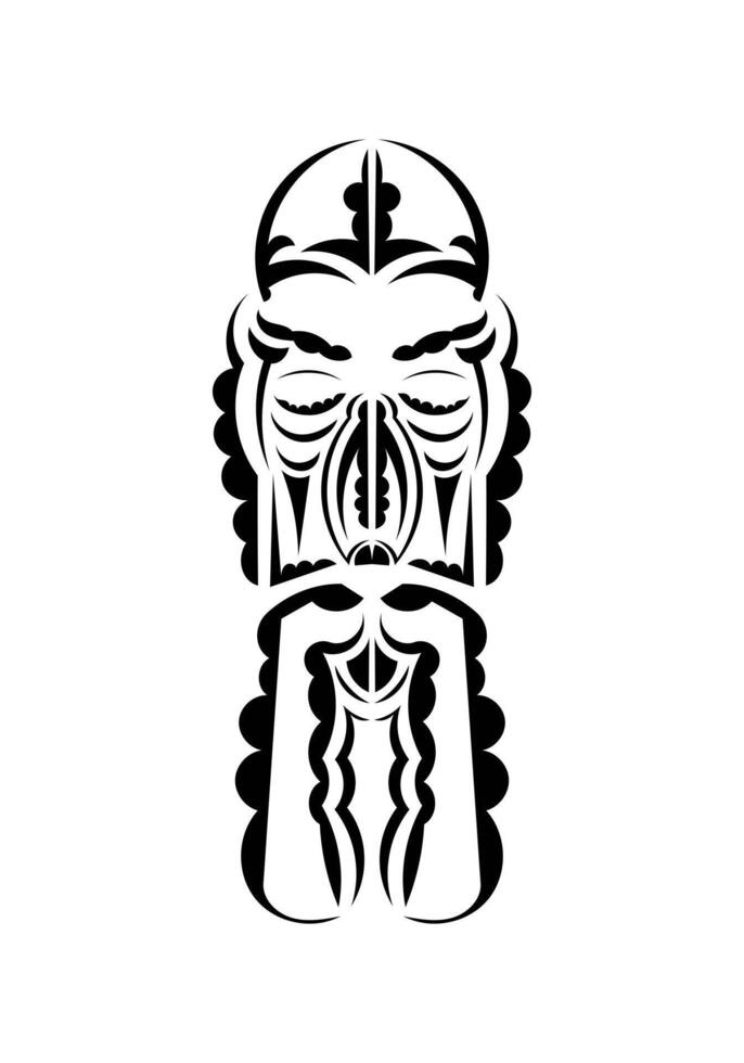 Face in the style of ancient tribes. Ready tattoo template. Isolated. Vector illustration.