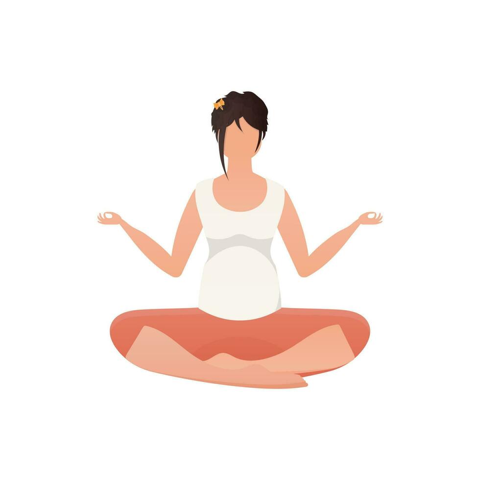 A woman sits in the lotus position. Isolated. Vector. vector