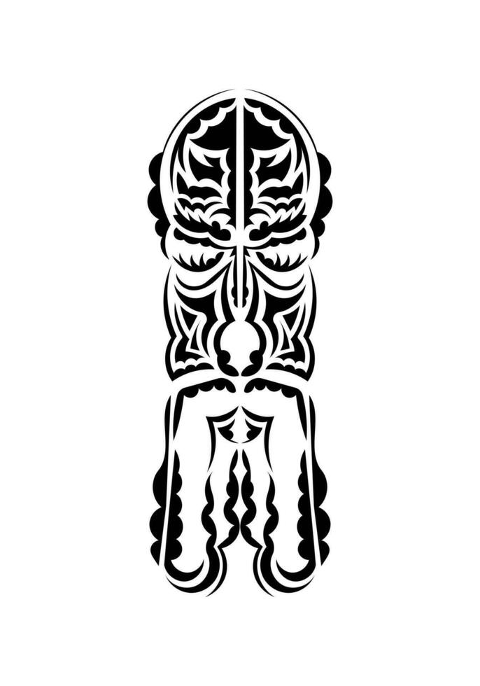 Polynesian style face. Black tattoo patterns. Isolated. Vector illustration.