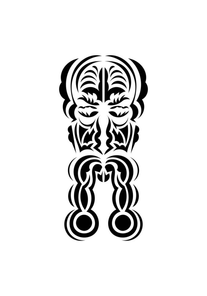 Face in traditional tribal style. Black tattoo patterns. Isolated. Vetcor. vector