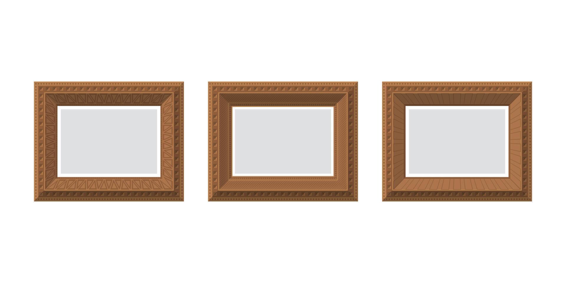 Set of empty wooden frames. Isolated. Flat style. 23641467 Vector Art