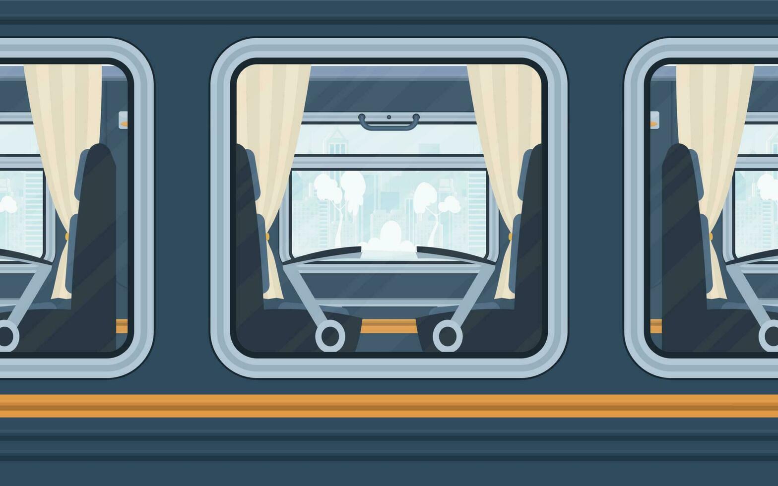 ventanas tren. carril transporte afuera. dibujos animados estilo. plano estilo. vector