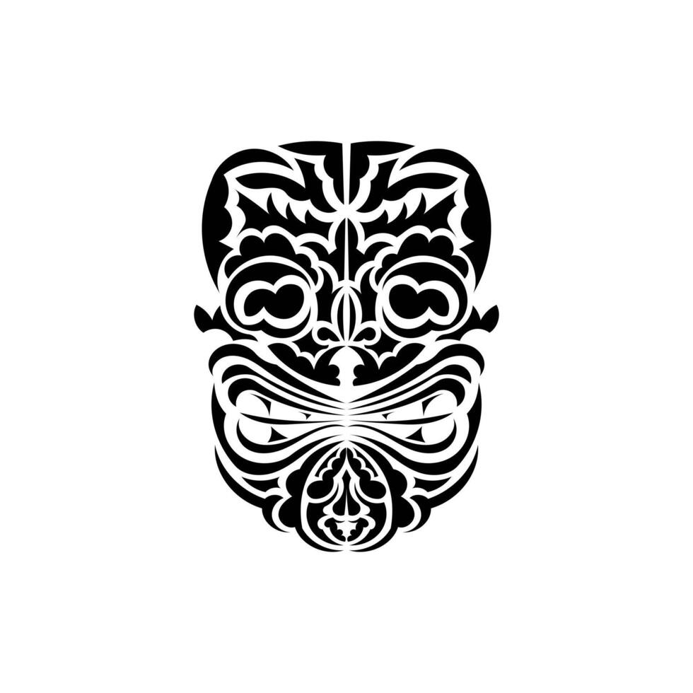 Tribal mask. Traditional totem symbol. Black ornament. Vector illustration isolated on white background.