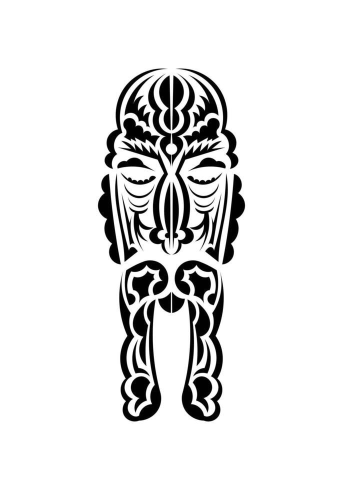 Maori style face. Ready tattoo template. Isolated on white background. Vector illustration.