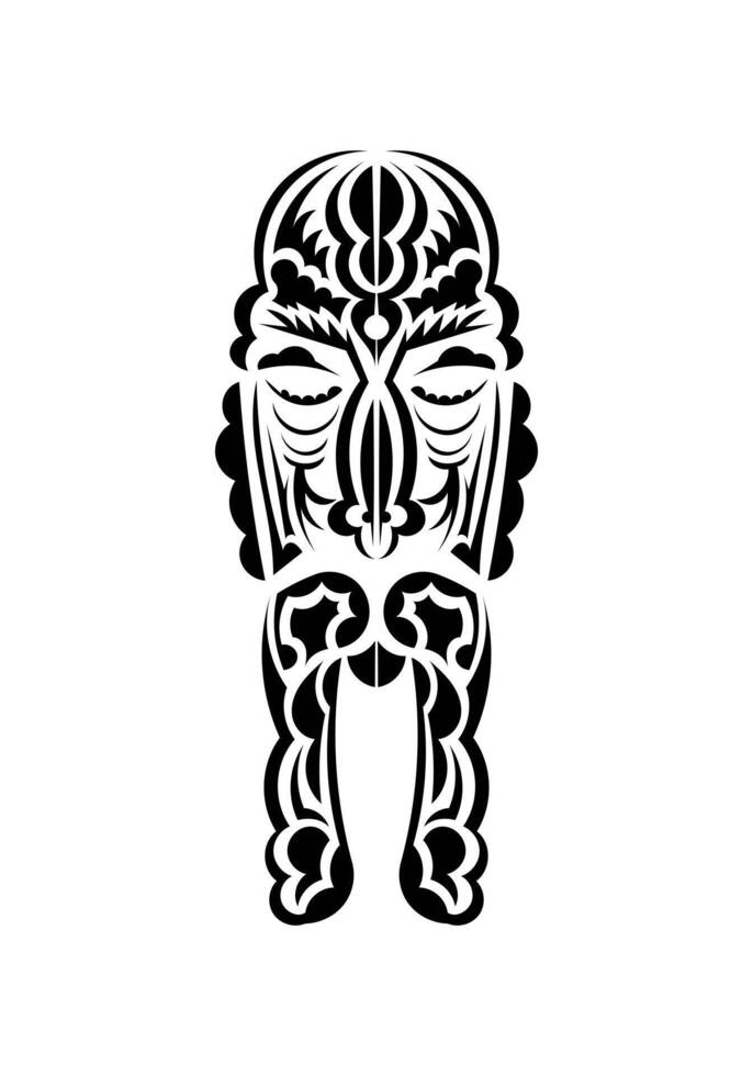 Maori style face. Ready tattoo template. Isolated on white background. Vector illustration.