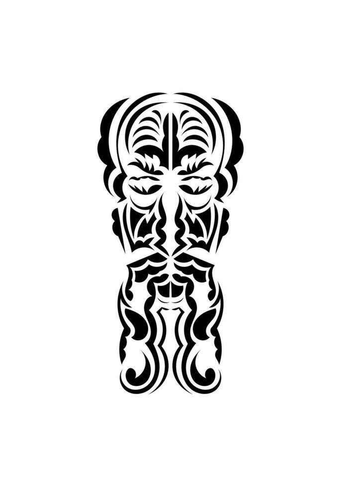 Polynesian style face. Ready tattoo template. Isolated. Vector illustration.