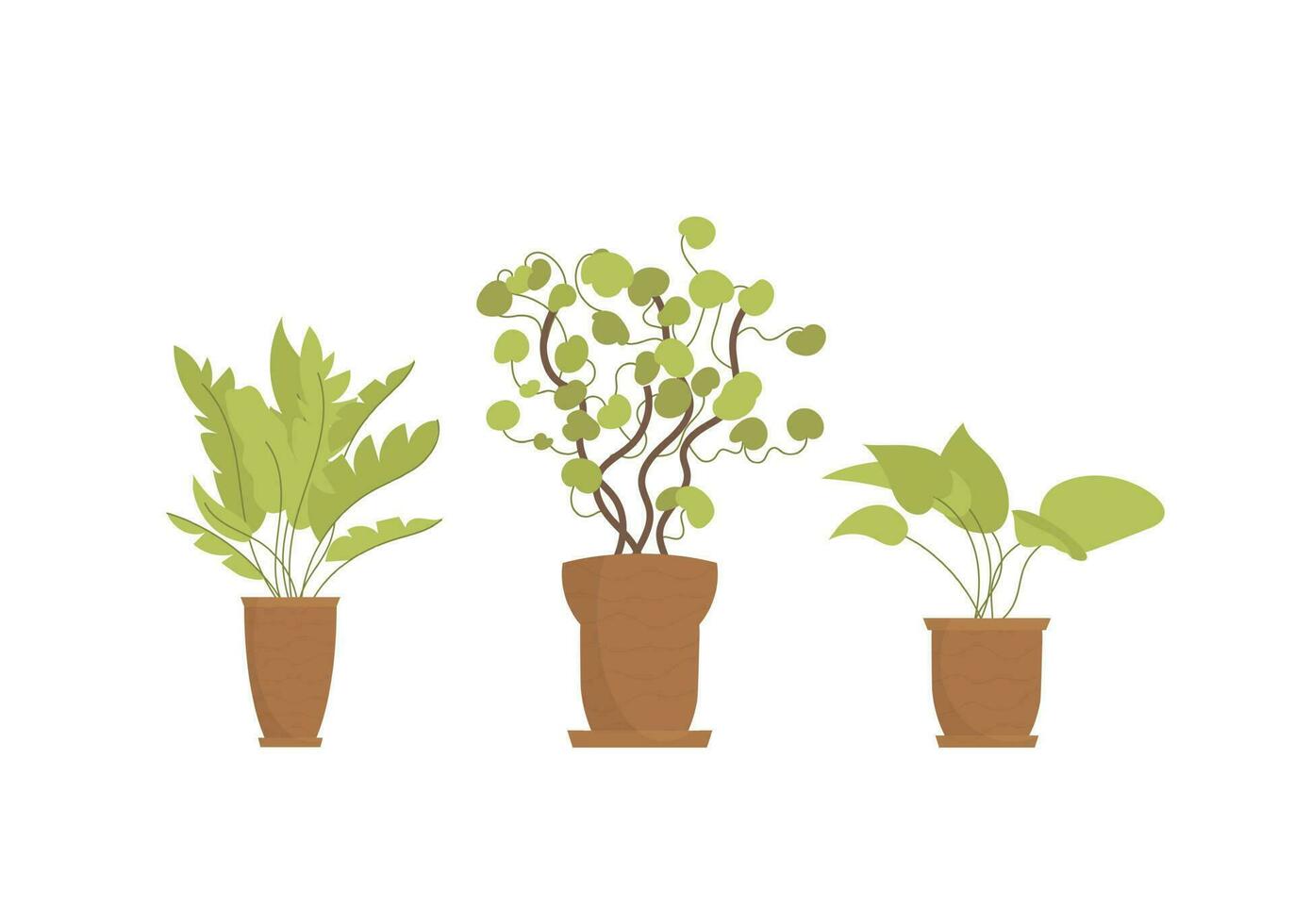 un conjunto de plantas en un maceta. aislado. plano estilo. vector