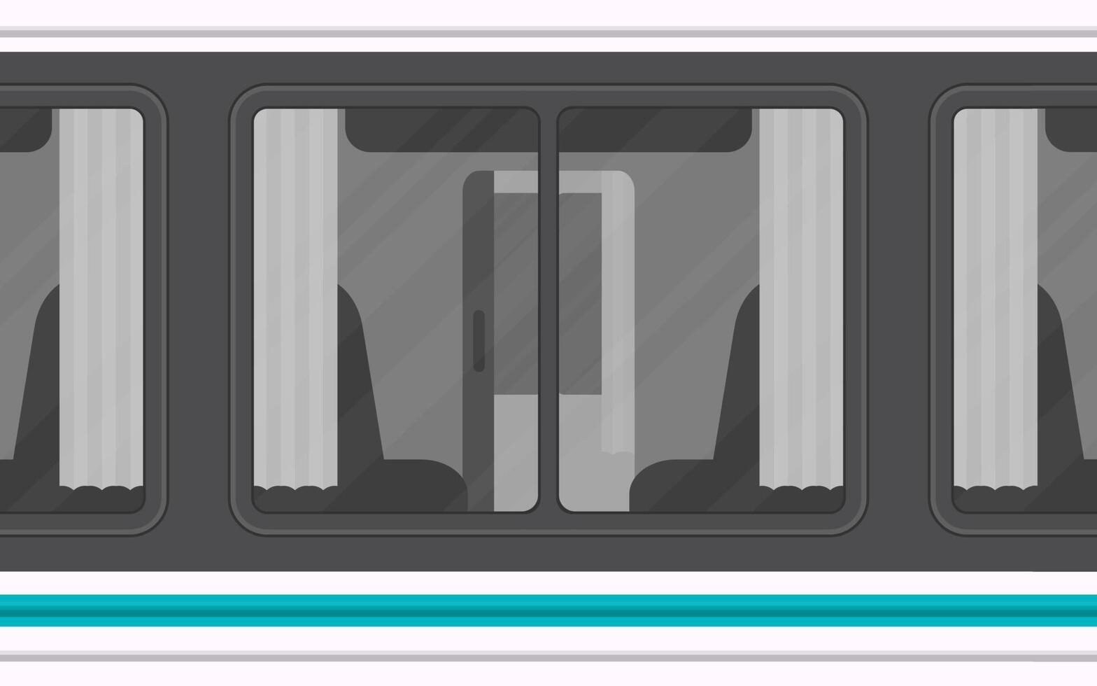 Train compartment windows. The train is shown outside. Cartoon style. Flat style. vector