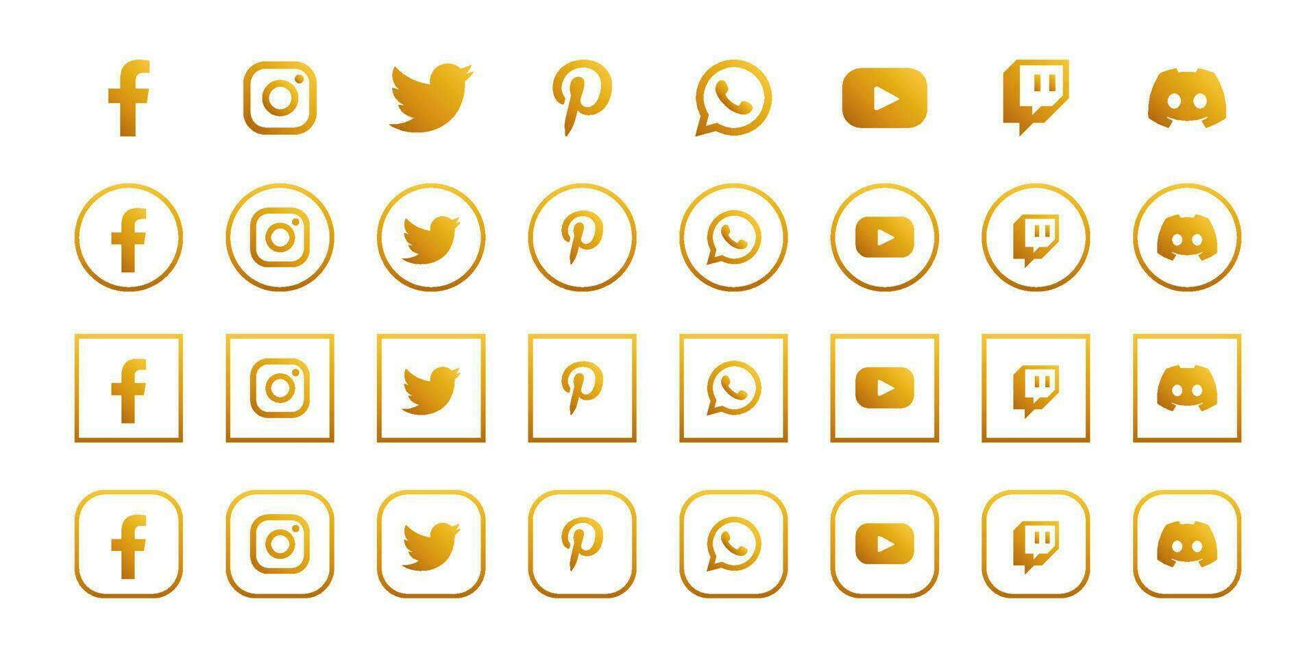 Gold Gradient Social Media Icon Template vector