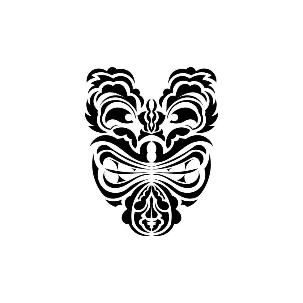 tribal mascarilla. negro tatuaje en el estilo de el antiguo tribus maorí estilo. vector terminado blanco antecedentes.